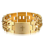 Hnsp 24mm de largura 316l aço inoxidável corrente cubana cruz pulseira para homens jóias masculino mão corrente envoltório pulseiras acessório punk