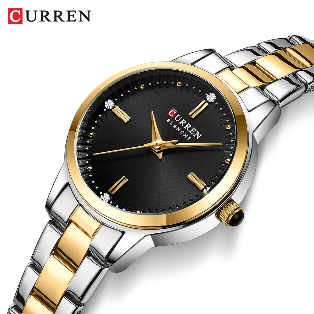 Curren relógios femininos moda original relógio de pulso de quartzo para senhoras mostrador romano deslumbrante diamante à prova dwaterproof água luminosa luxo novo
