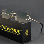 Caterside retangular óculos de sol masculino sem aro branco cobre pequeno quadrado óculos de sol para mulher lente gradiente ao ar livre uv400