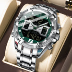 Poedagar led relógio de luxo masculino esportes dupla exibição tempo digital luminoso semana data homem relógio de pulso eletrônico quartzo relógios masculinos