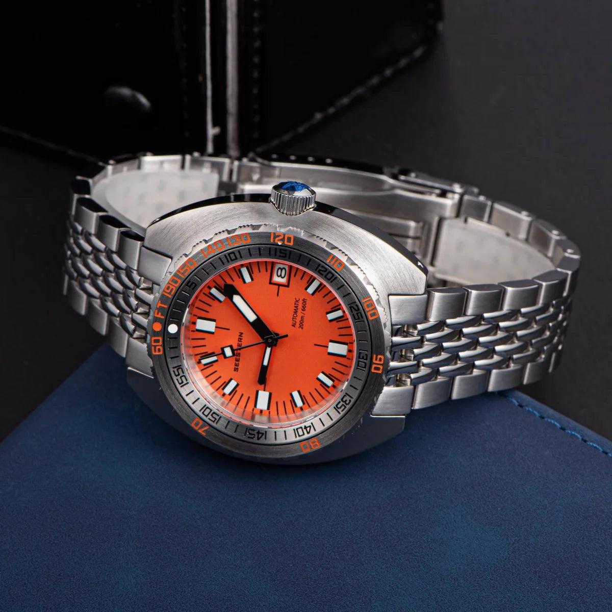 Marca superior mergulhador relógio masculino sub300t automático mecânico vidro de safira luminosa data 200m volta pulseira seestern relógio de pulso retro