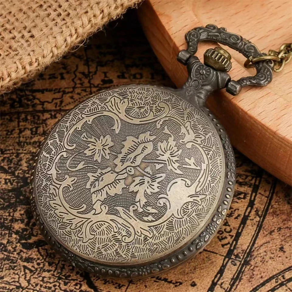 Colar com pingente de relógio de bolso de quartzo em liga de tema Co-Masonic de bronze com tema Co-Masonic/relógio de colar