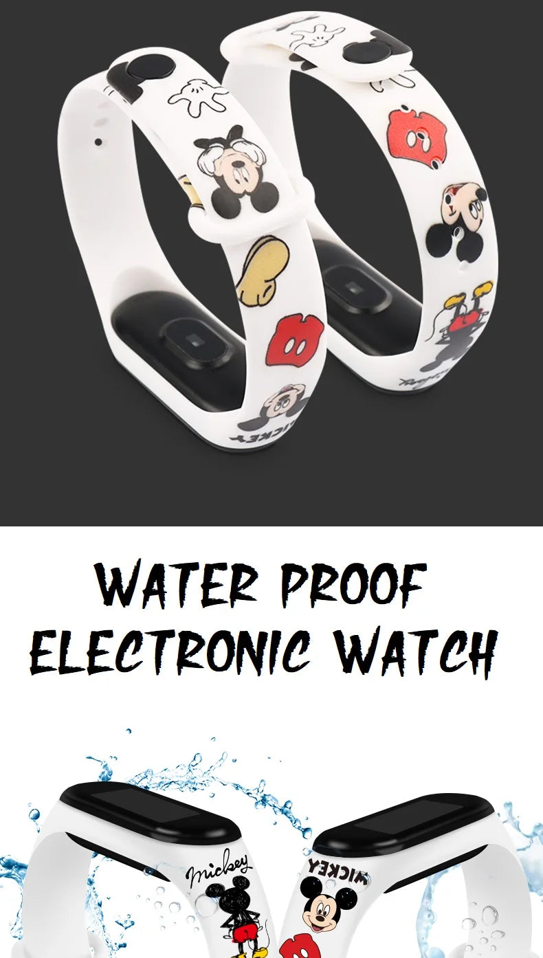 Nova disney mickey minnie led toque relógio donald duckbracelet relógio estudante crianças esportes dos desenhos animados relógio eletrônico presente brinquedo