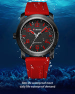 CURREN Moda Simples Relógios Masculinos com Grande Mostrador de Numerais Relógio de Pulso de Quartzo para Cavalheiro de Negócios com Pulseira de Silicone