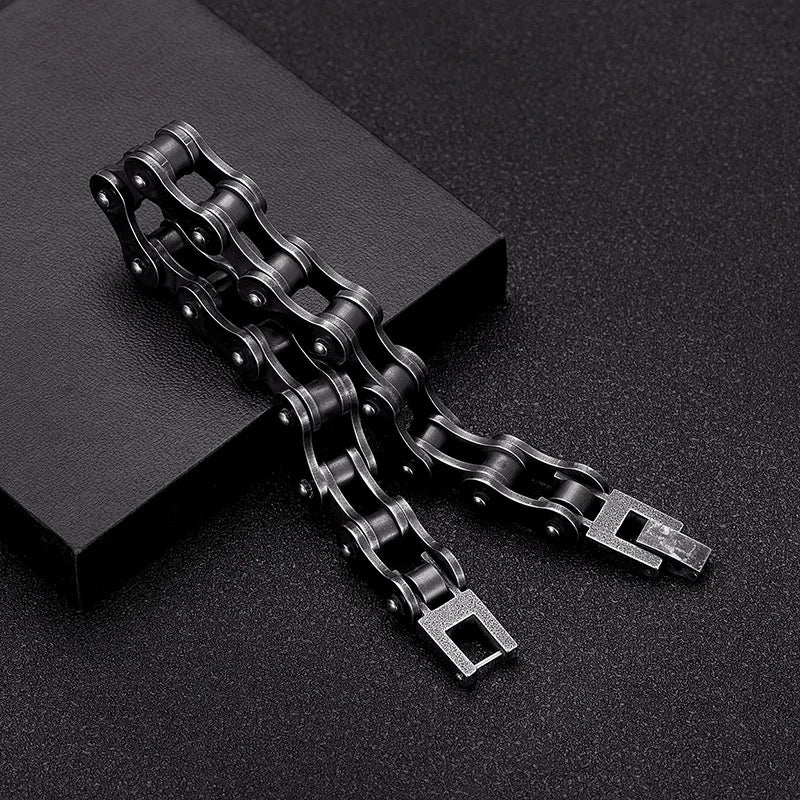 MKENDN Locomotiva Homens Punk Rock Bicicleta Corrente Pulseira 18k Banhado A Ouro Aço Inoxidável Mountain Bike Corrente Acessório Presentes Masculinos