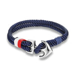 MKENDN Pulseiras de âncora masculinas, fio duplo, surfista náutico, corda à prova d'água, pulseira feminina, fivela esportiva de aço inoxidável preto