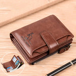 Carteira masculina de couro luxo curto titular do cartão rfid para homens zíper moeda bolsa portátil masculino carteiras billfold