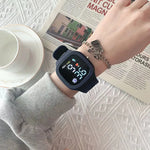 Masculino feminino relógio led digital esportes relógio para crianças meninos meninas quadrado grande dial à prova dwaterproof água silicone relógio de pulso eletrônico masculino