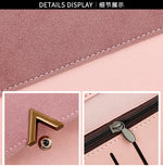Nova versão coreana carteira feminina longa fivela em forma de v carteira três dobras para mulher, bolsa de mão, bolsa de cartão de mudança