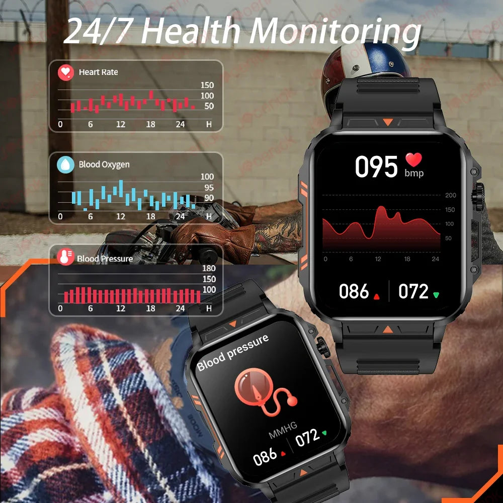 Novo esportes ao ar livre relógio inteligente masculino 1.95 polegada freqüência cardíaca oxigênio no sangue à prova dwaterproof água bt chamada smartwatch presente masculino para android ios
