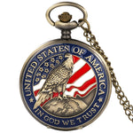 Clássico americano presidencial tocha águia design livre relógio de bolso para homem e mulher vintage quartzo algarismos árabes