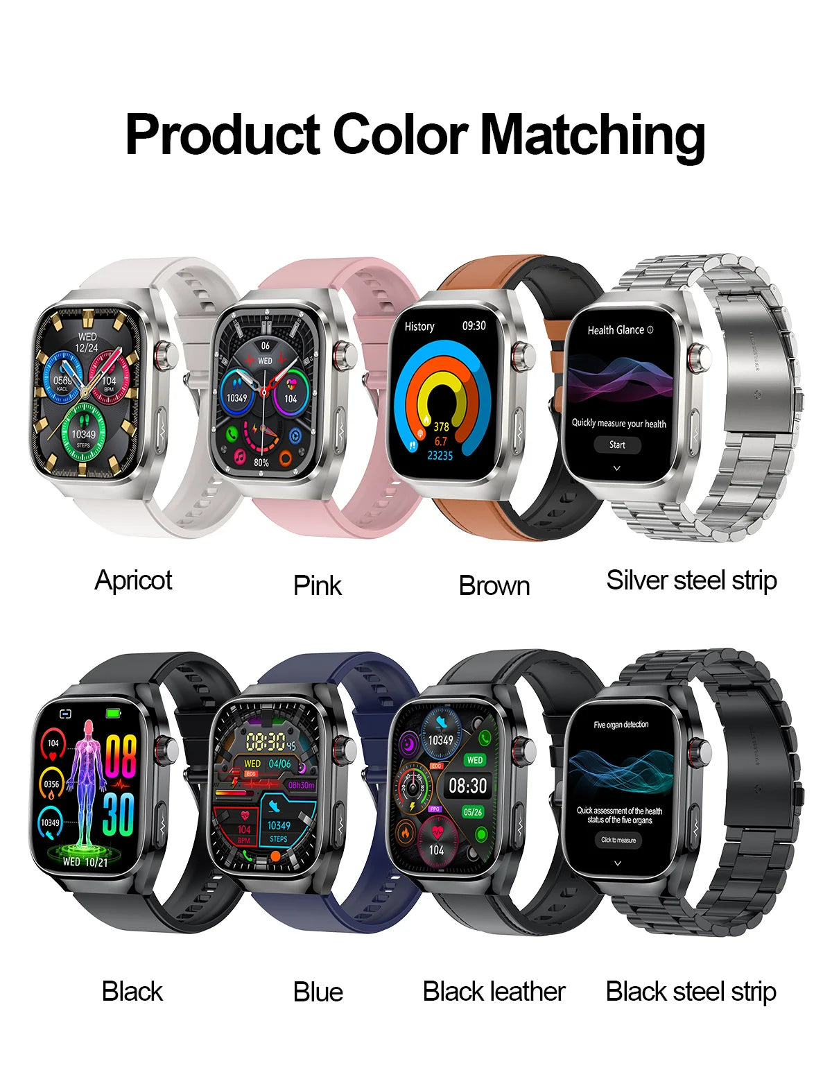 2024 novo grau médico ácido úrico gordura no sangue smartwatch ecg glicose no sangue freqüência cardíaca pressão arterial monitoramento de saúde relógio inteligente