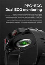 Impermeável relógio inteligente para homens, Bluetooth chamada, saúde do laser, pressão arterial, fitness esportes relógios, caixa, ECG, PPG