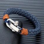 Mkendn estilo náutico pulseira de corda larga moda masculina aço inoxidável ajustável manilha fecho envoltório pulseiras artesanal jóias presente