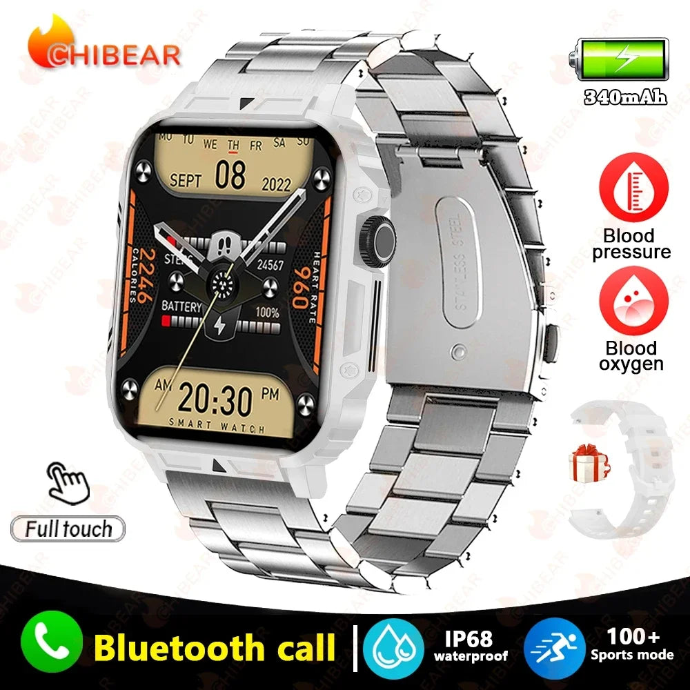 Novo esportes ao ar livre relógio inteligente masculino 1.95 polegada freqüência cardíaca oxigênio no sangue à prova dwaterproof água bt chamada smartwatch presente masculino para android ios