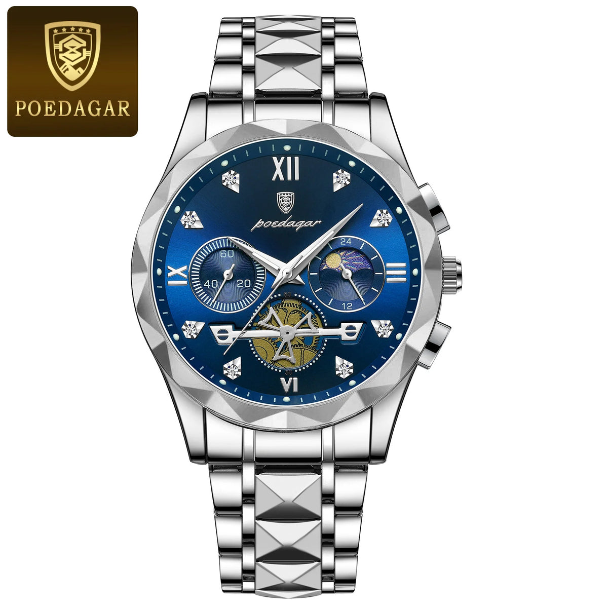 Poedagar luxo homem relógio de pulso cronógrafo à prova dwaterproof água luminosa relógio masculino aço inoxidável alta qualidade esporte relógios quartzo