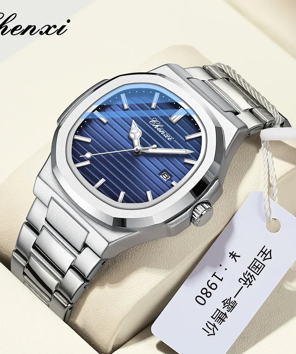 Chenxi 8222 luxo ouro aço inoxidável luminoso casual relógio de negócios para homens moda quartzo relógios pulso à prova dwaterproof água