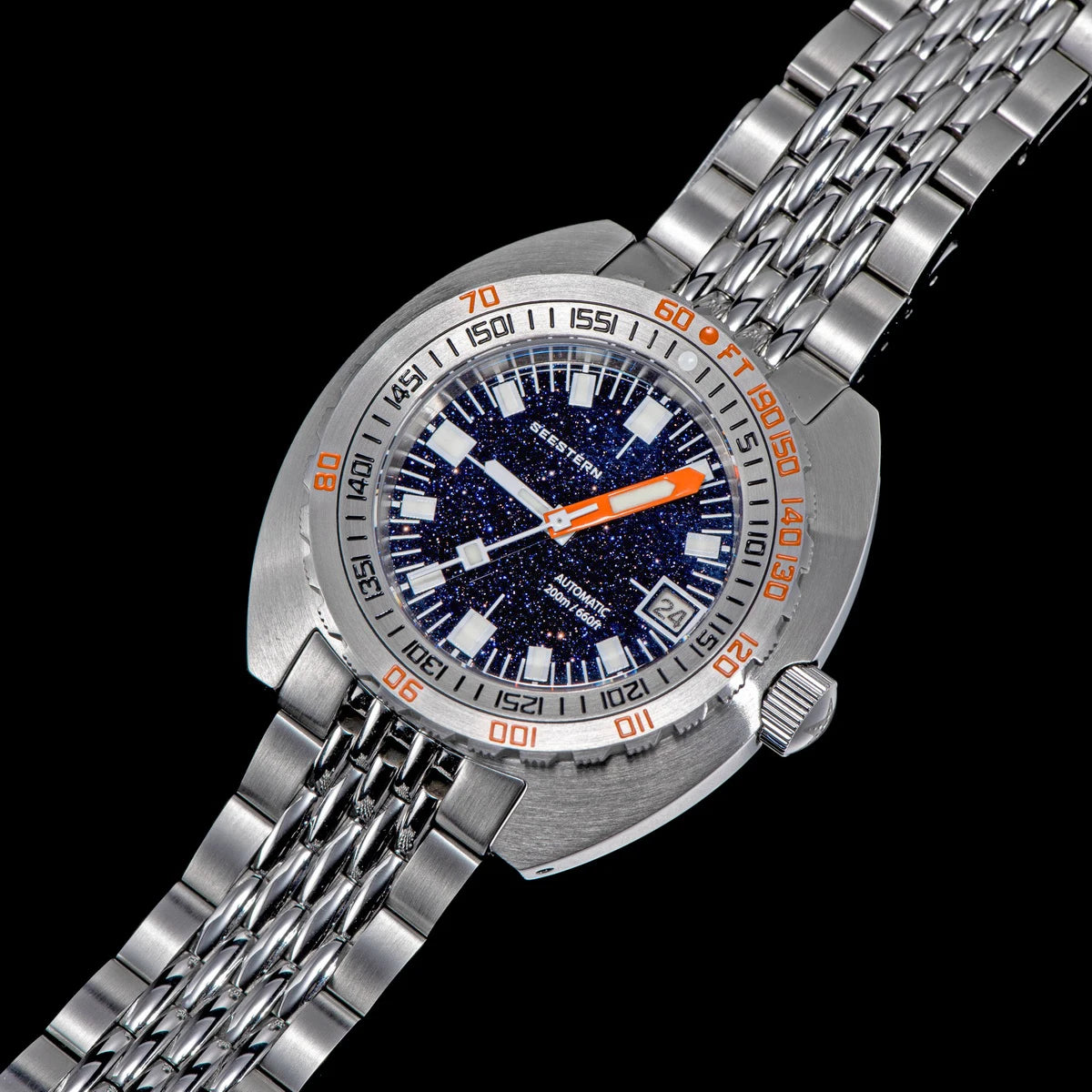 Marca superior mergulhador relógio masculino sub300t automático mecânico vidro de safira luminosa data 200m volta pulseira seestern relógio de pulso retro