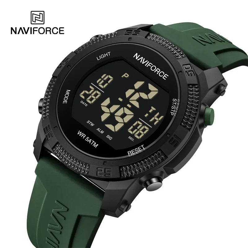 NAVIFORCE NF7104 Novos relógios esportivos digitais LCD para homens moda pulseira de silicone relógio de pulso eletrônico militar