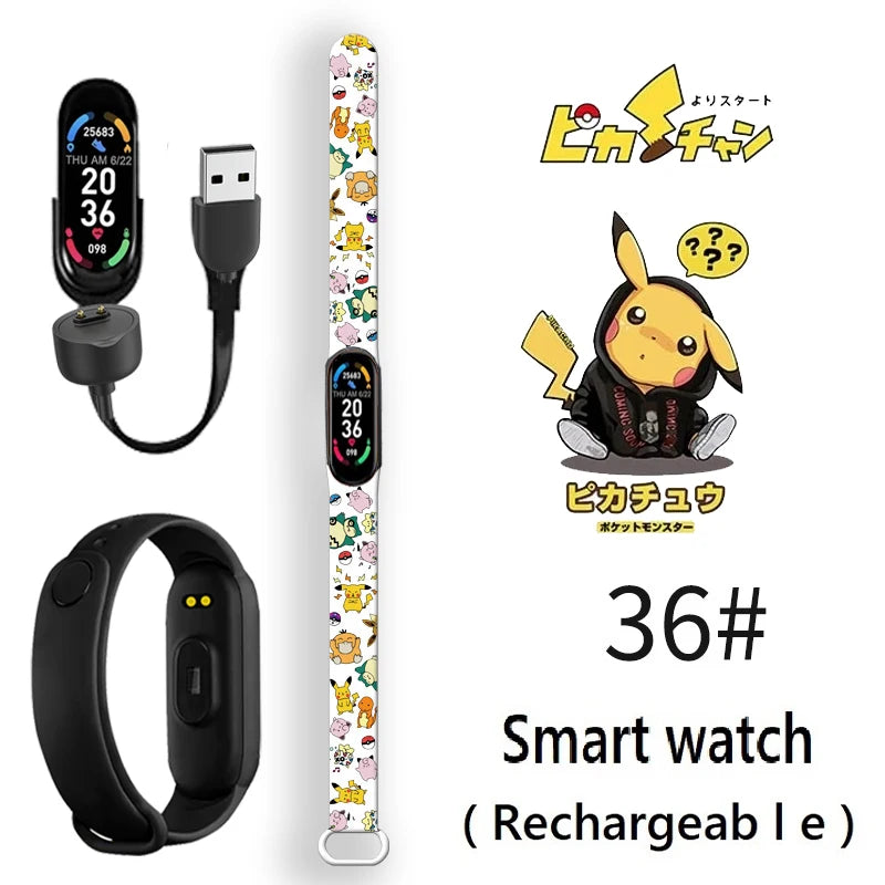 Pikachu Novo Estilo Magnético Bluetooth Relógio Inteligente Esportes Eletrônico Freqüência Cardíaca Pressão Pedômetro Música Monitoramento do Sono Blood Toy