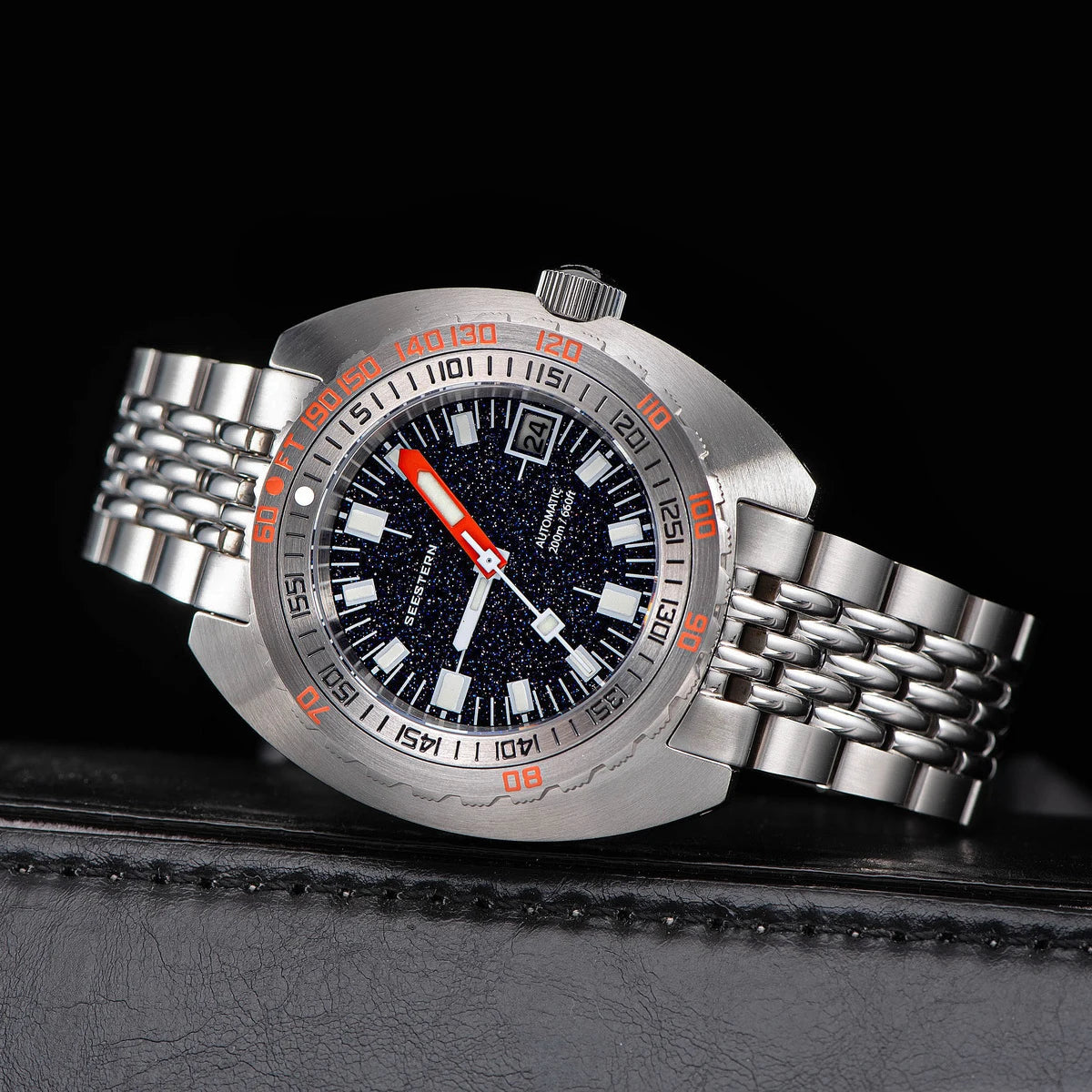 Marca superior mergulhador relógio masculino sub300t automático mecânico vidro de safira luminosa data 200m volta pulseira seestern relógio de pulso retro