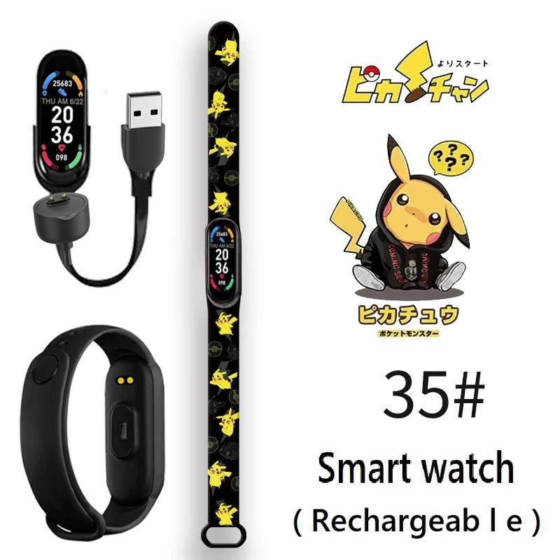 Pikachu Novo Estilo Magnético Bluetooth Relógio Inteligente Esportes Eletrônico Freqüência Cardíaca Pressão Pedômetro Música Monitoramento do Sono Blood Toy