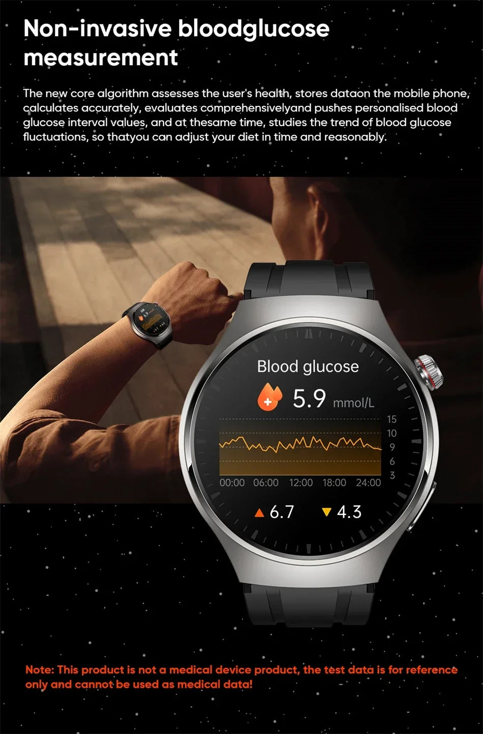 Xiaomi lipídios no sangue úrico glicose no sangue relógio inteligente masculino rastreador de fitness relógio freqüência cardíaca bluetooth chamando ecg + ppg smartwatch