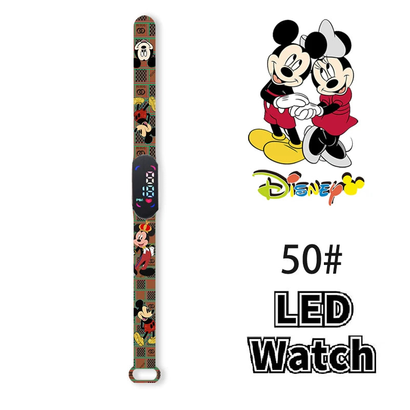 Nova disney mickey minnie led toque relógio donald duckbracelet relógio estudante crianças esportes dos desenhos animados relógio eletrônico presente brinquedo