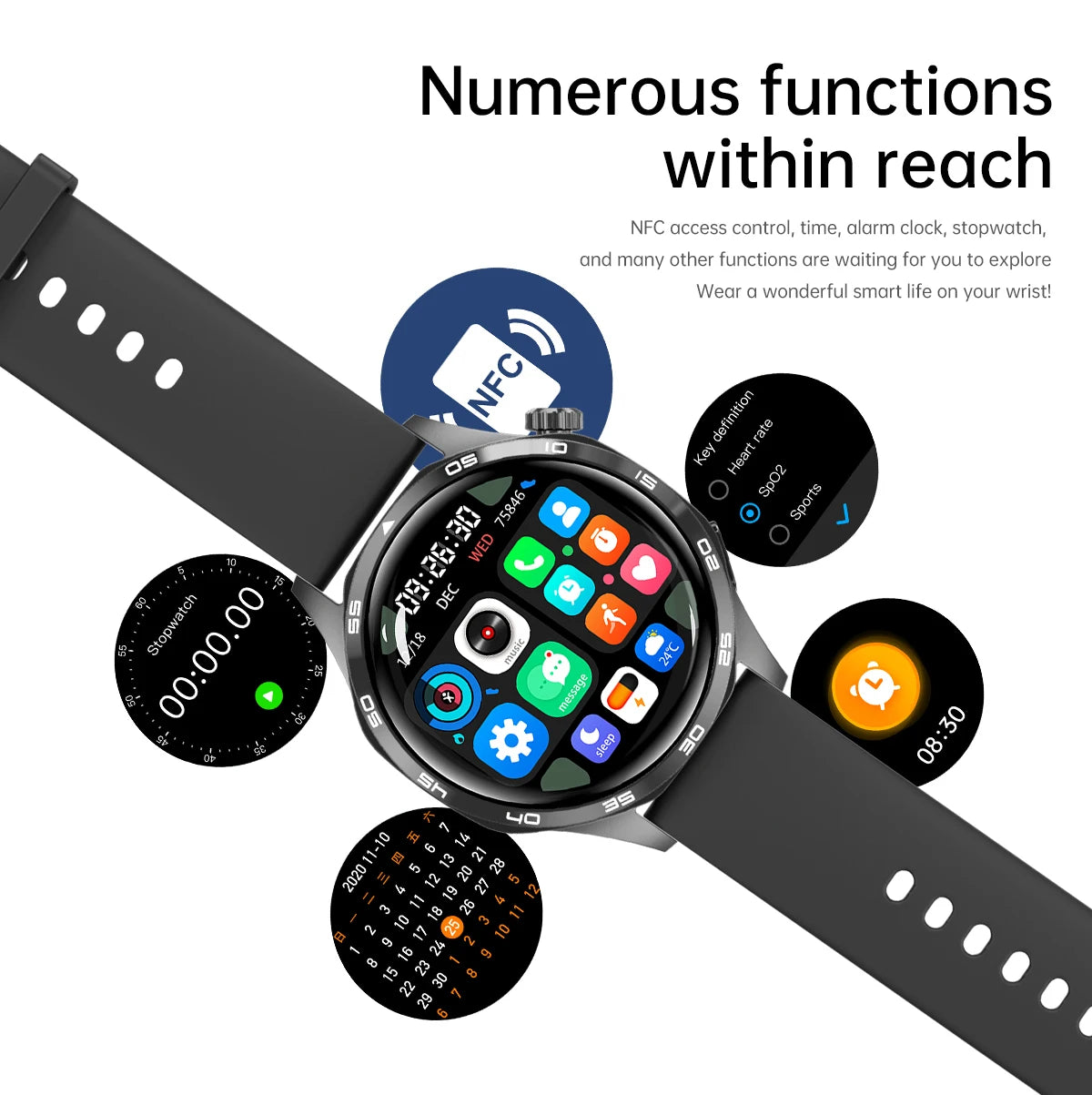 Gt5 pro relógio inteligente masculino 5 pro amoled tela hd bluetooth chamada trajetória gps nfc freqüência cardíaca bússola smartwatches 2024 novo