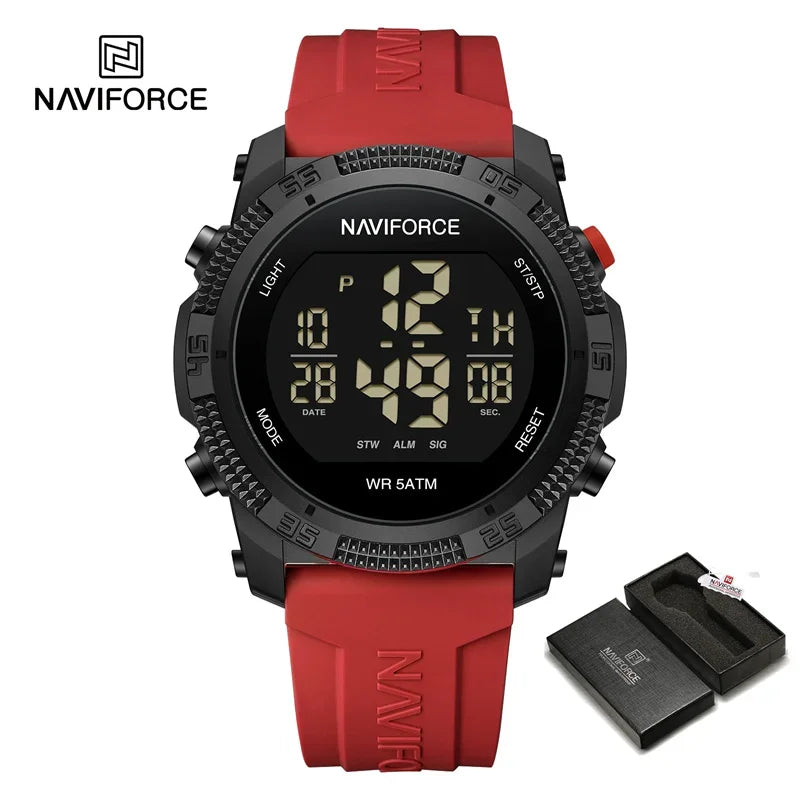NAVIFORCE NF7104 Novos relógios esportivos digitais LCD para homens moda pulseira de silicone relógio de pulso eletrônico militar