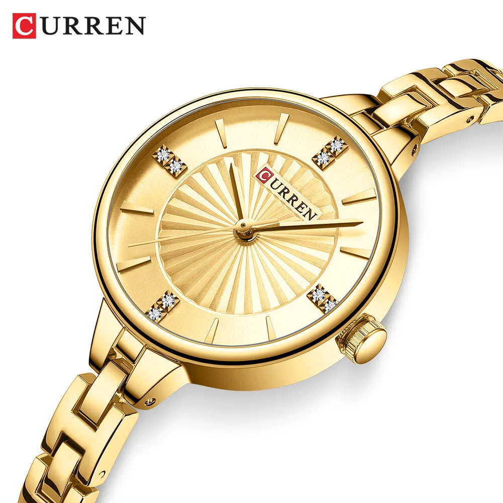 Curren-relógio de quartzo de luxo feminino, relógio pulseira magnética, pulseira esportiva, para mulheres