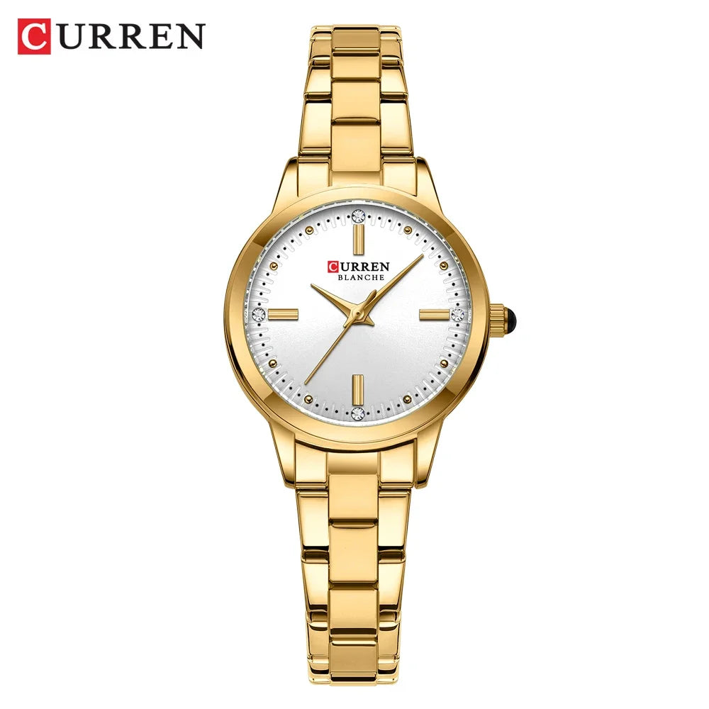 Curren relógios femininos moda original relógio de pulso de quartzo para senhoras mostrador romano deslumbrante diamante à prova dwaterproof água luminosa luxo novo