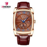 2024 CHENXI 8209 Relógios masculinos pulseira de couro casual luxo quartzo relógios de pulso quadrados à prova d'água