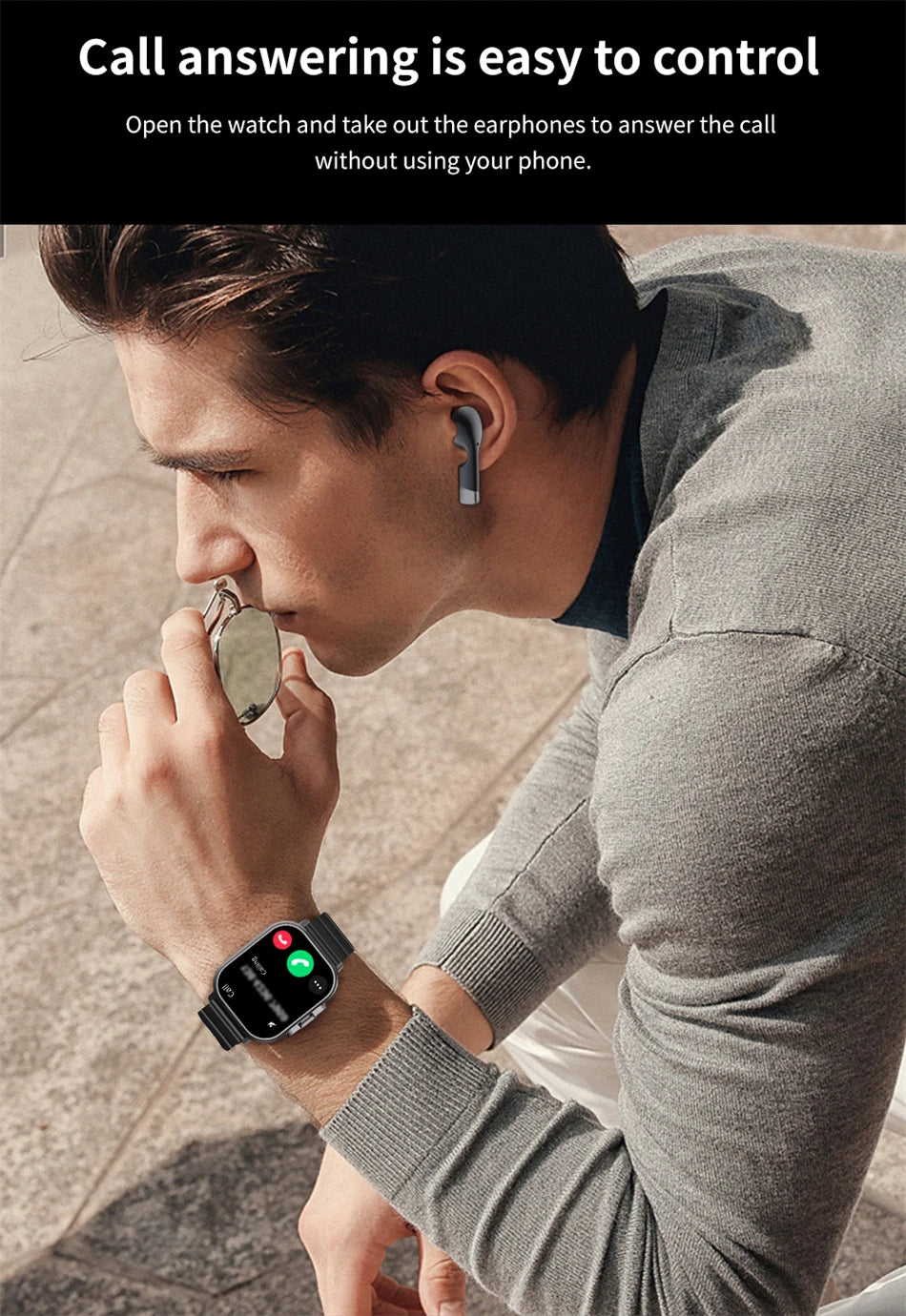 2024 relógio inteligente 2 em 1 com fone de ouvido smartwatch bluetooth chamada relógio masculino gps pista monitor freqüência cardíaca jogar música smartwatch