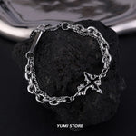 Retro chama cruz pulseira para homem mulher hip hop titânio aço splice corrente charme unisex jóias legal kpop acessórios de luxo