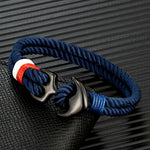 MKENDN Pulseiras de âncora masculinas, fio duplo, surfista náutico, corda à prova d'água, pulseira feminina, fivela esportiva de aço inoxidável preto