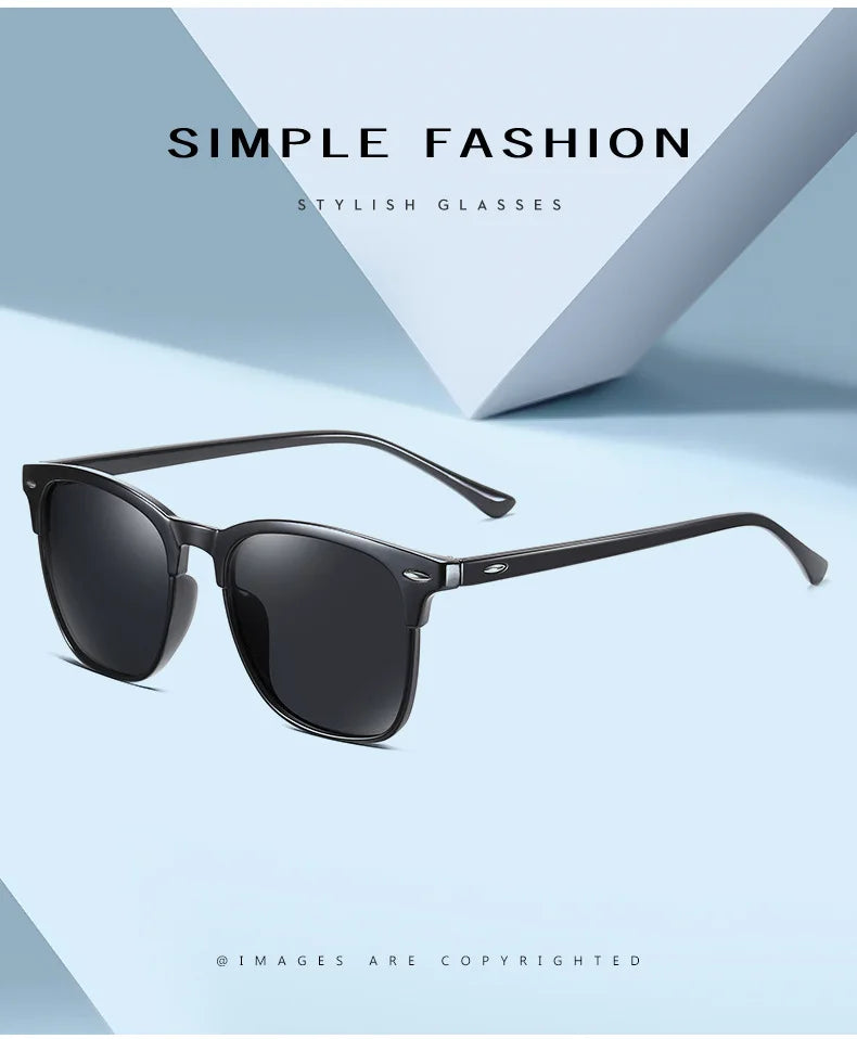 Novos óculos de sol polarizados clássico retro masculino óculos de sol ao ar livre uv400 plástico quadrado tendência tons eyewear