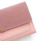 Nova versão coreana carteira feminina longa fivela em forma de v carteira três dobras para mulher, bolsa de mão, bolsa de cartão de mudança