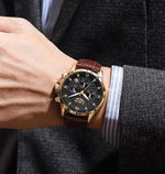 Novos relógios masculinos lige marca superior de luxo couro casual relógio quartzo esporte à prova dwaterproof água relógio relogios masculino + caixa