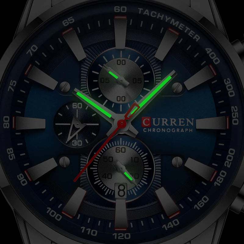 Curren-relógio de pulso masculino de quartzo, esportes, à prova d'água, com cronógrafo e data, marca de luxo, novo