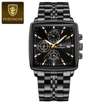 Poedagar luxo homem de negócios relógio de pulso cronógrafo à prova dwaterproof água calendário luminoso relógio para homem quadrado quartzo relógios masculinos reloj
