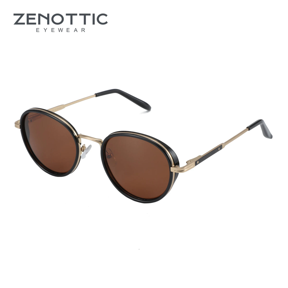 Zenottic steampunk óculos de sol redondo espelho polarizado (01 cores) óculos de sol para mulheres homens vintage tons uv400