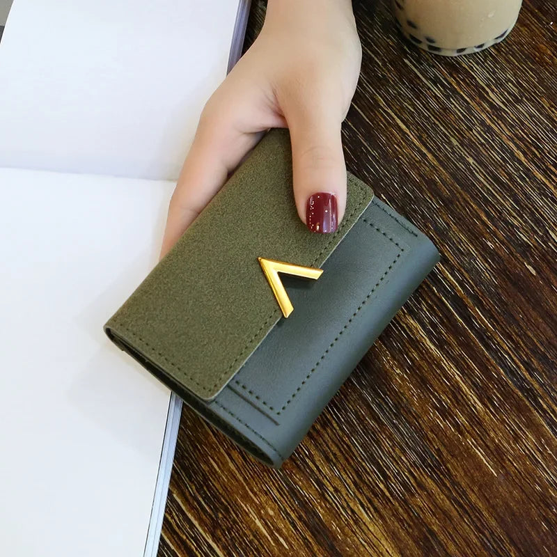 Couro nova bolsa feminina pequena carteira de couro curto marca luxo mini moda feminina carteiras e bolsa titular do cartão de crédito