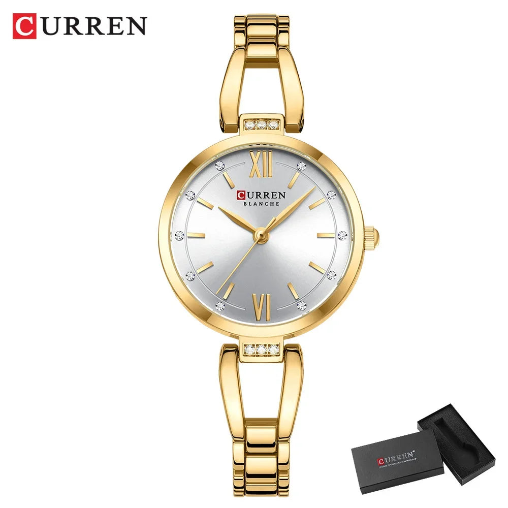 Curren relógios femininos elegante moda original relógio de quartzo para Laides à prova dwaterproof água aço inoxidável simples luxo uso diário