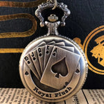 Relógio de bolso de quartzo de desenho animado de pôquer de bronze vintage o melhor presente para crianças, homens e mulheres