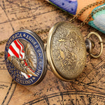 Clássico americano presidencial tocha águia design livre relógio de bolso para homem e mulher vintage quartzo algarismos árabes