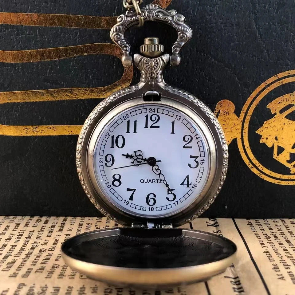 Relógio de bolso de quartzo de desenho animado de pôquer de bronze vintage o melhor presente para crianças, homens e mulheres