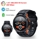 À prova d'água relógio inteligente para homens e mulheres, ritmo cardíaco fitness smartwatch, chamada bluetooth, esportes ao ar livre, 1,43 "tela amoled, 1atm, c25