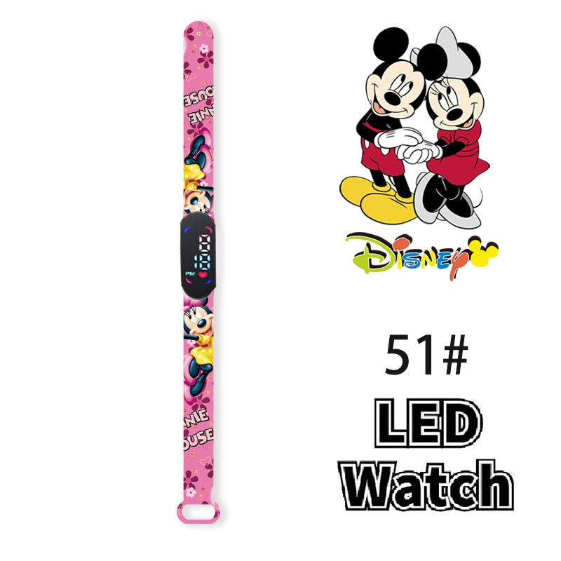 Nova disney mickey minnie led toque relógio donald duckbracelet relógio estudante crianças esportes dos desenhos animados relógio eletrônico presente brinquedo