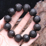 Contas de madeira preta natural genuína ébano tibetano 20mm mm pulseira de roda de oração clássica masculina